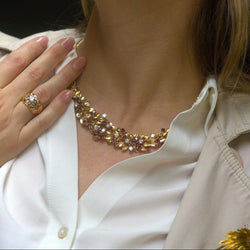 Collier Ras de Cou en or jaune, rubis et diamants - Castafiore