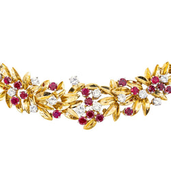 Collier Ras de Cou en or jaune, rubis et diamants - Castafiore
