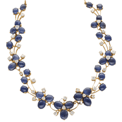 Collier Ras de Cou en or jaune, saphirs et diamants - Castafiore