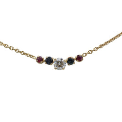 Collier Ras de Cou en or jaune, saphirs, rubis et diamants - Castafiore