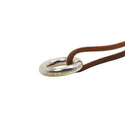 Collier Ras de Cou HERMÈS "Glenan" en argent et cuir marron - Castafiore