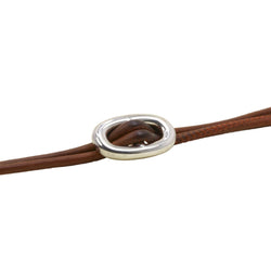 Collier Ras de Cou HERMÈS "Glenan" en argent et cuir marron - Castafiore