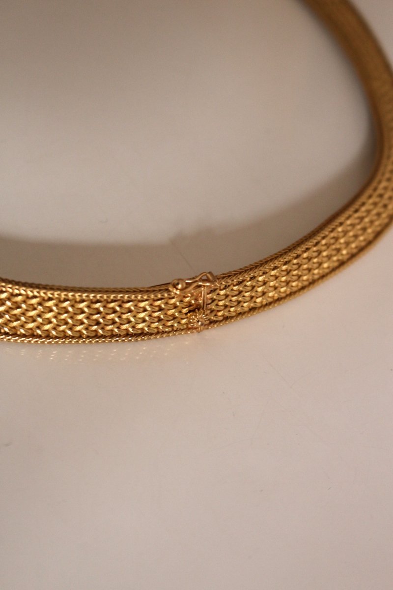 Collier ras de cou Or jaune maille polonaise - Castafiore