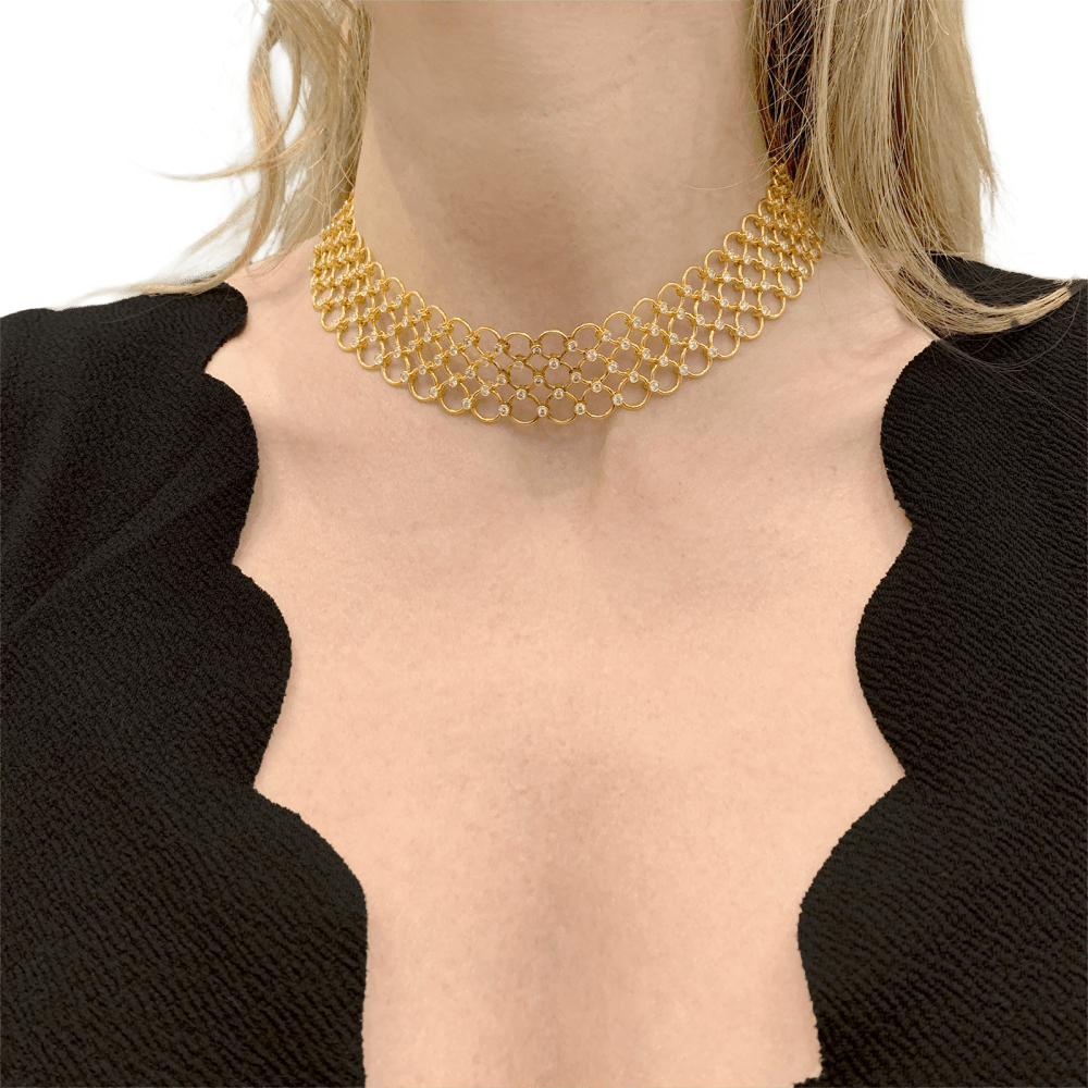 Collier Ras de Cou TIFFANY & CO. en or jaune et diamants - Castafiore
