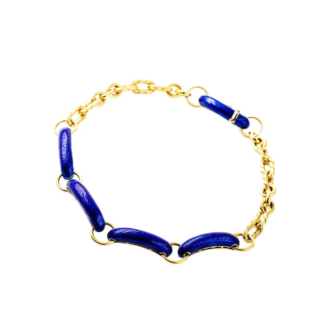 Collier Ras de cou UNOAERRE en or jaune et émail - Castafiore