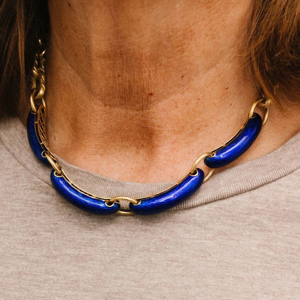 Collier Ras de cou UNOAERRE en or jaune et émail - Castafiore