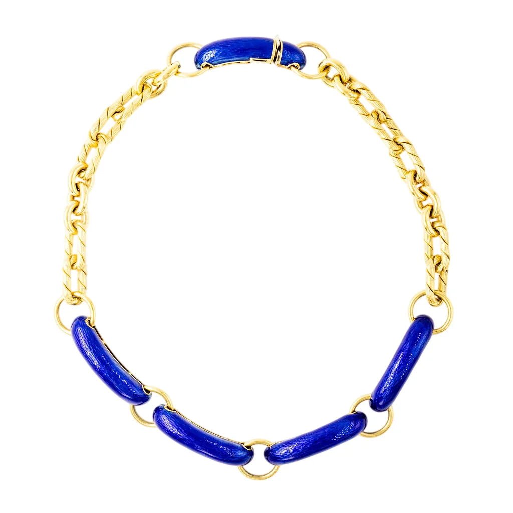 Collier Ras de cou UNOAERRE en or jaune et émail - Castafiore