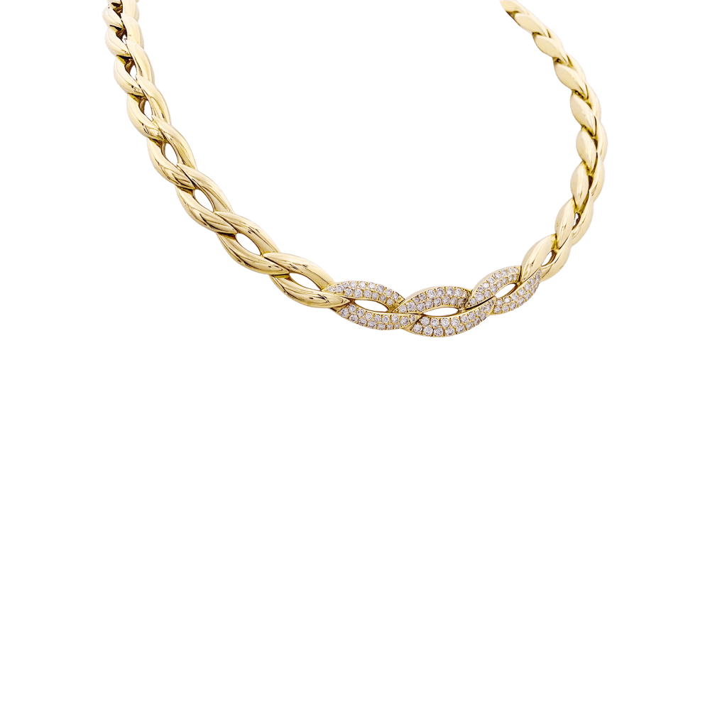 Collier Ras de Cou VAN CLEEF & ARPELS en or jaune et diamants - Castafiore