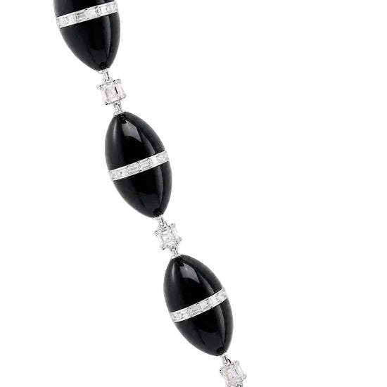 Collier R.CAMPELL en platine, onyx et diamants - Castafiore