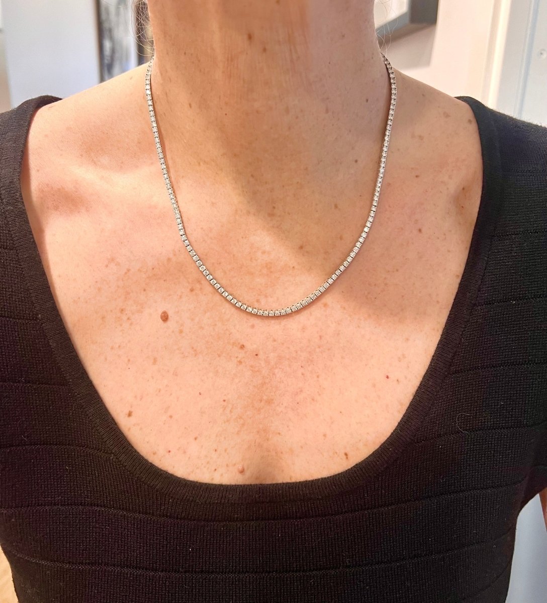 Collier Rivière Diamants 10.15 Carats Or Gris 18 Carats - Castafiore