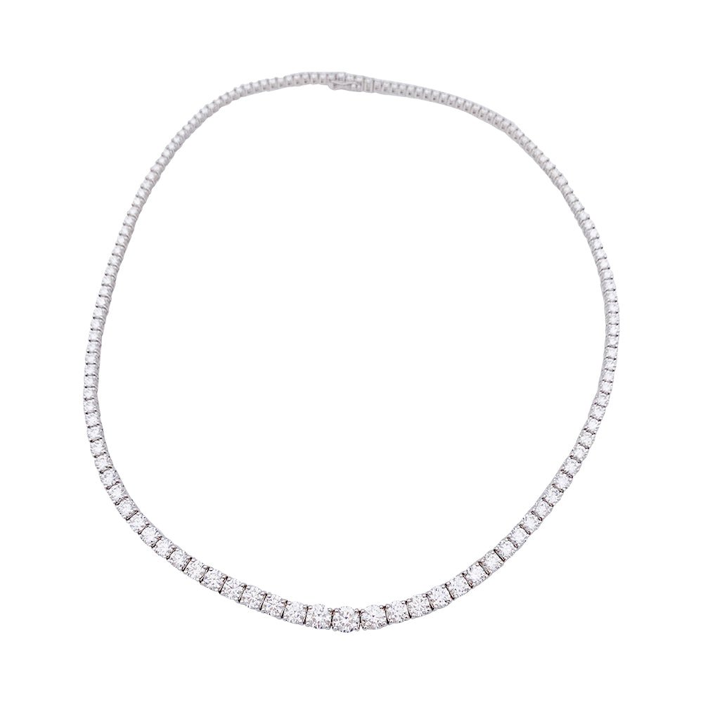 Collier rivière diamants en or blanc. - Castafiore