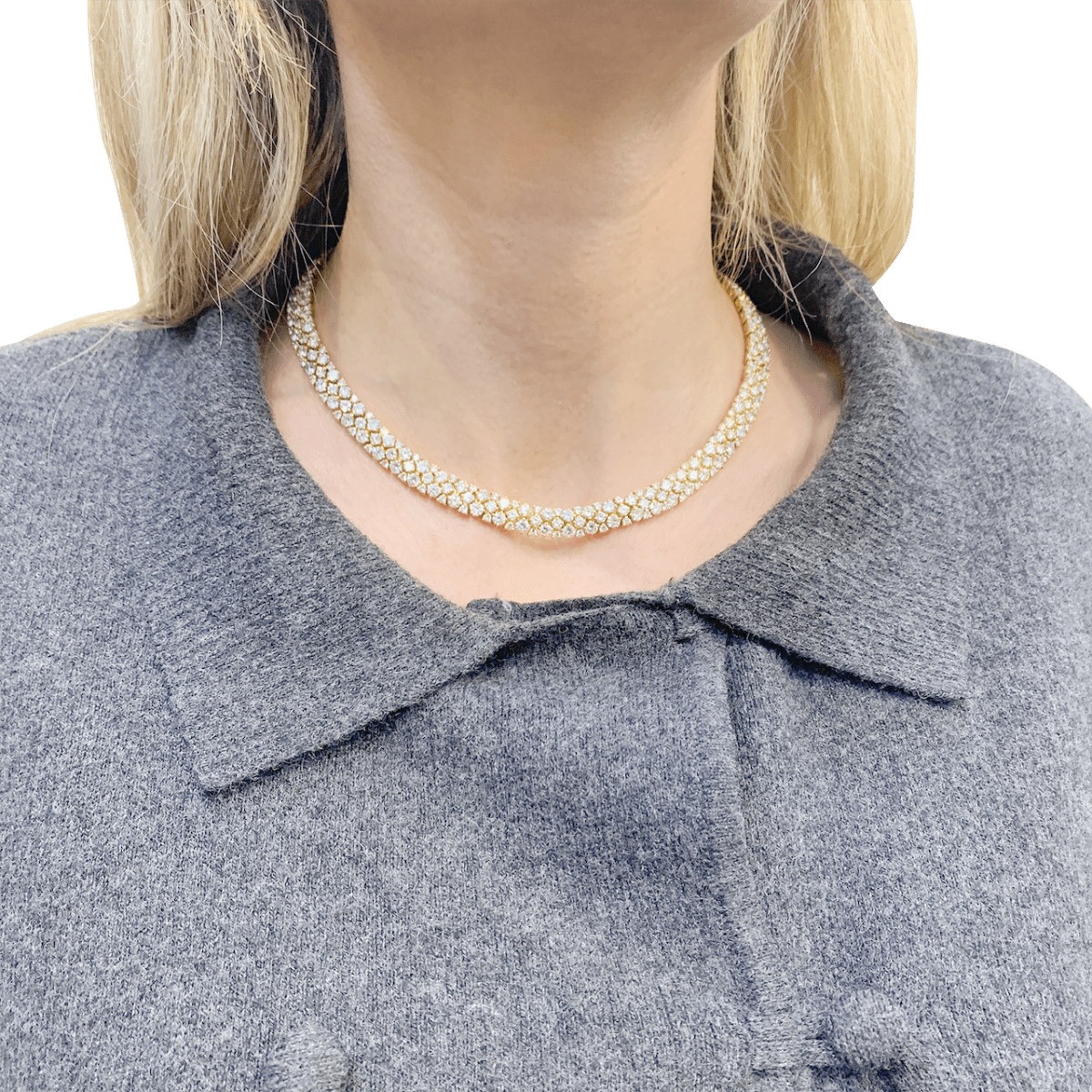 Collier Rivière en or jaune avec diamants - Castafiore