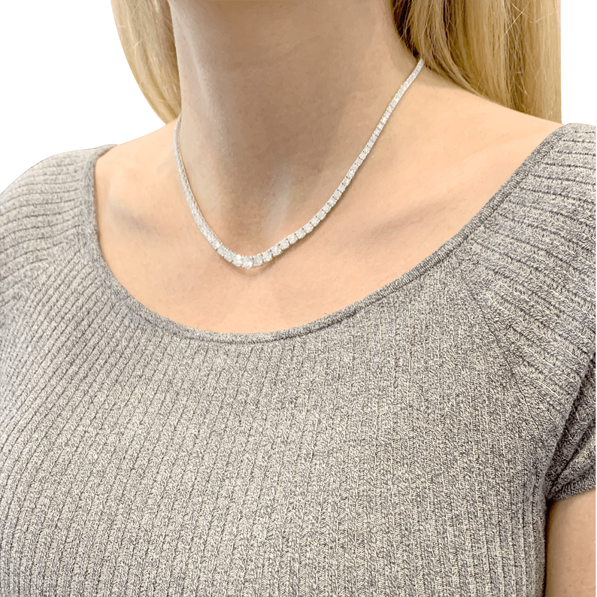 Collier rivière or blanc et diamants. - Castafiore