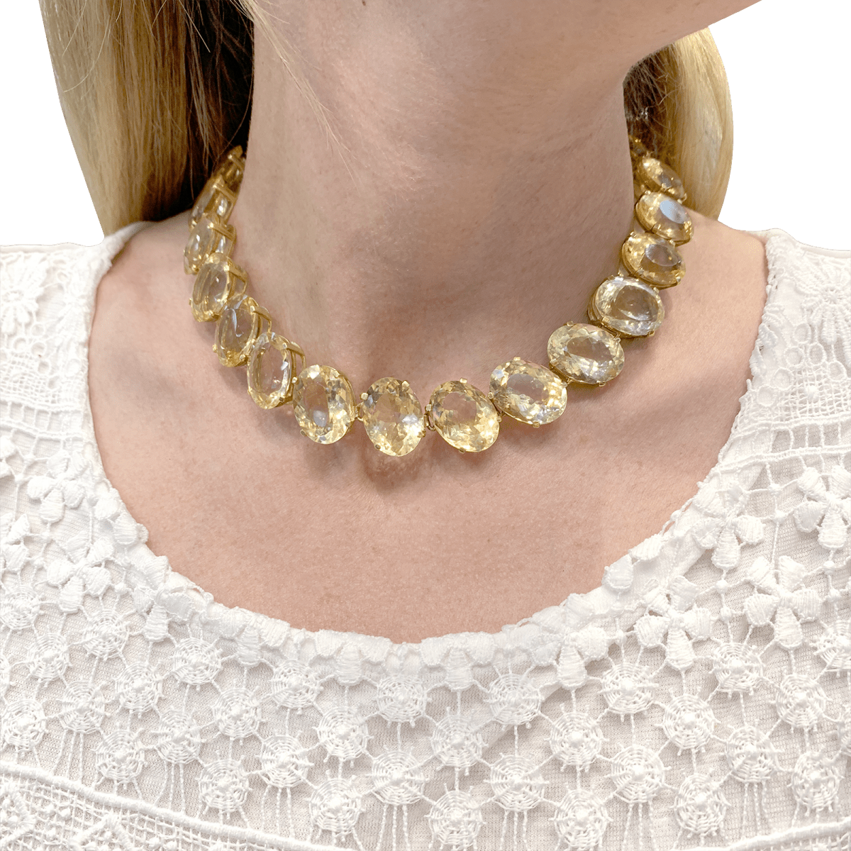 Collier Rivière or jaune et citrines - Castafiore