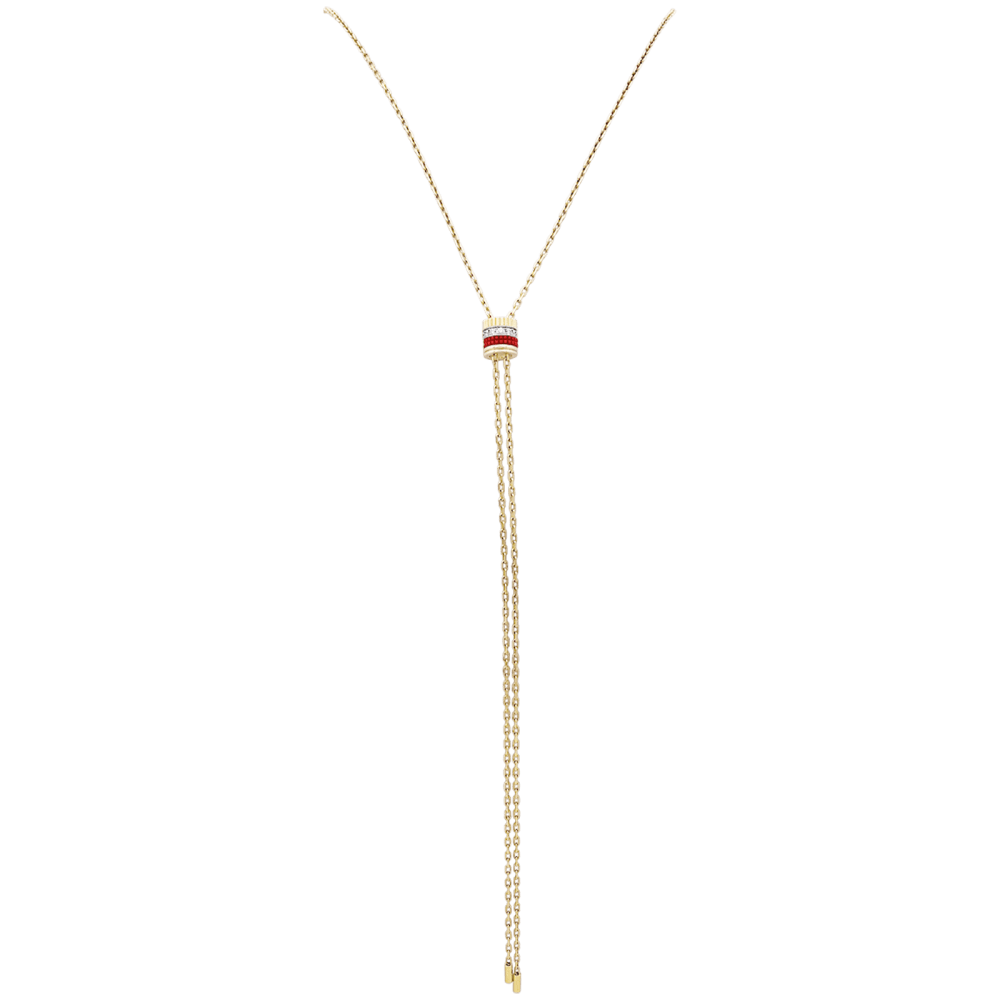 Necklace Boucheron "Cravate Quatre Red Edition", 3 golds, ceramic red, diamonds. Small model.