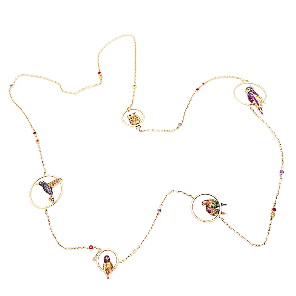 Sautoir Boucheron, "Nuri", rose gold, multicoloured sapphires, tsavorites and diamonds.