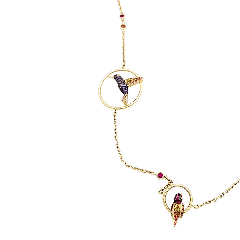 Sautoir Boucheron, "Nuri", rose gold, multicoloured sapphires, tsavorites and diamonds.