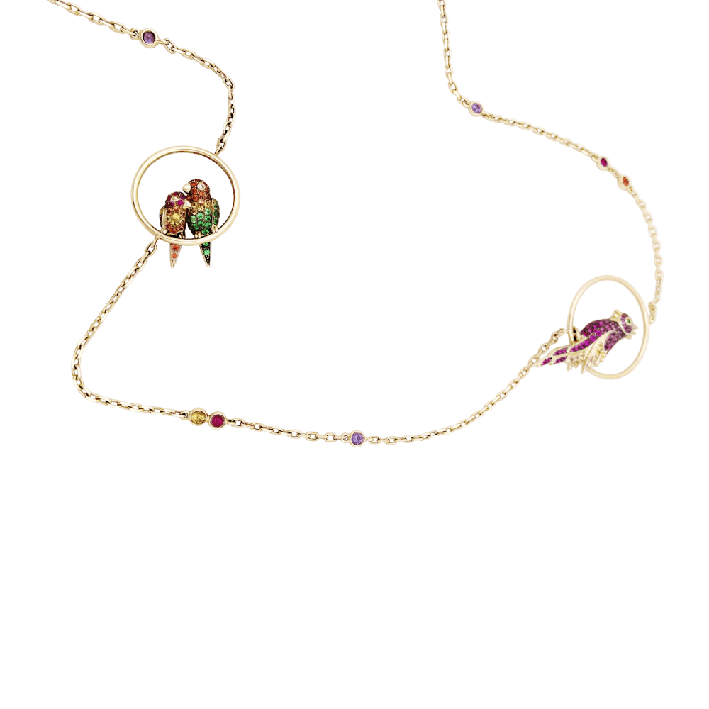 Sautoir Boucheron, "Nuri", rose gold, multicoloured sapphires, tsavorites and diamonds.