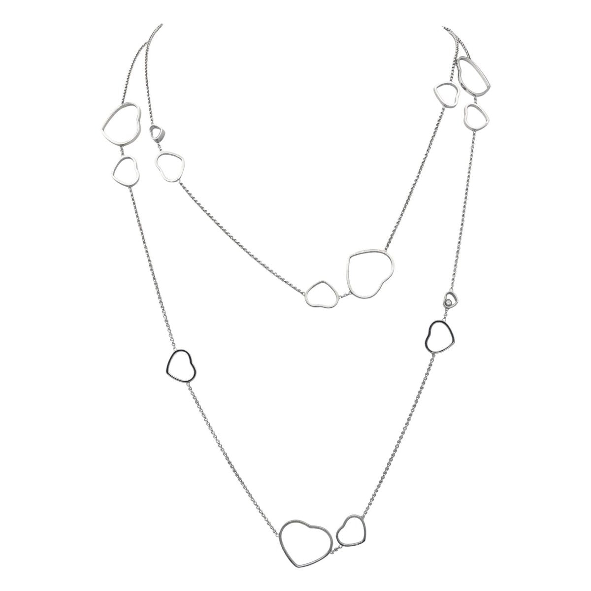 Collier Sautoir CHOPARD "Happy Heart" en or blanc et diamants - Castafiore