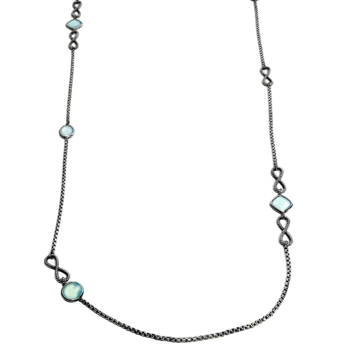 Collier Sautoir DAVID YURMAN en argent et calcédoines - Castafiore
