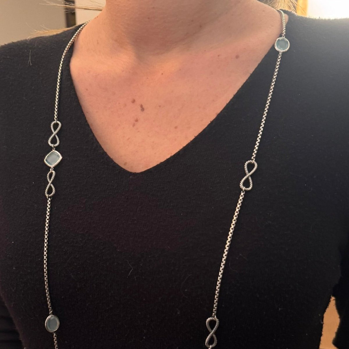 Collier Sautoir DAVID YURMAN en argent et calcédoines - Castafiore