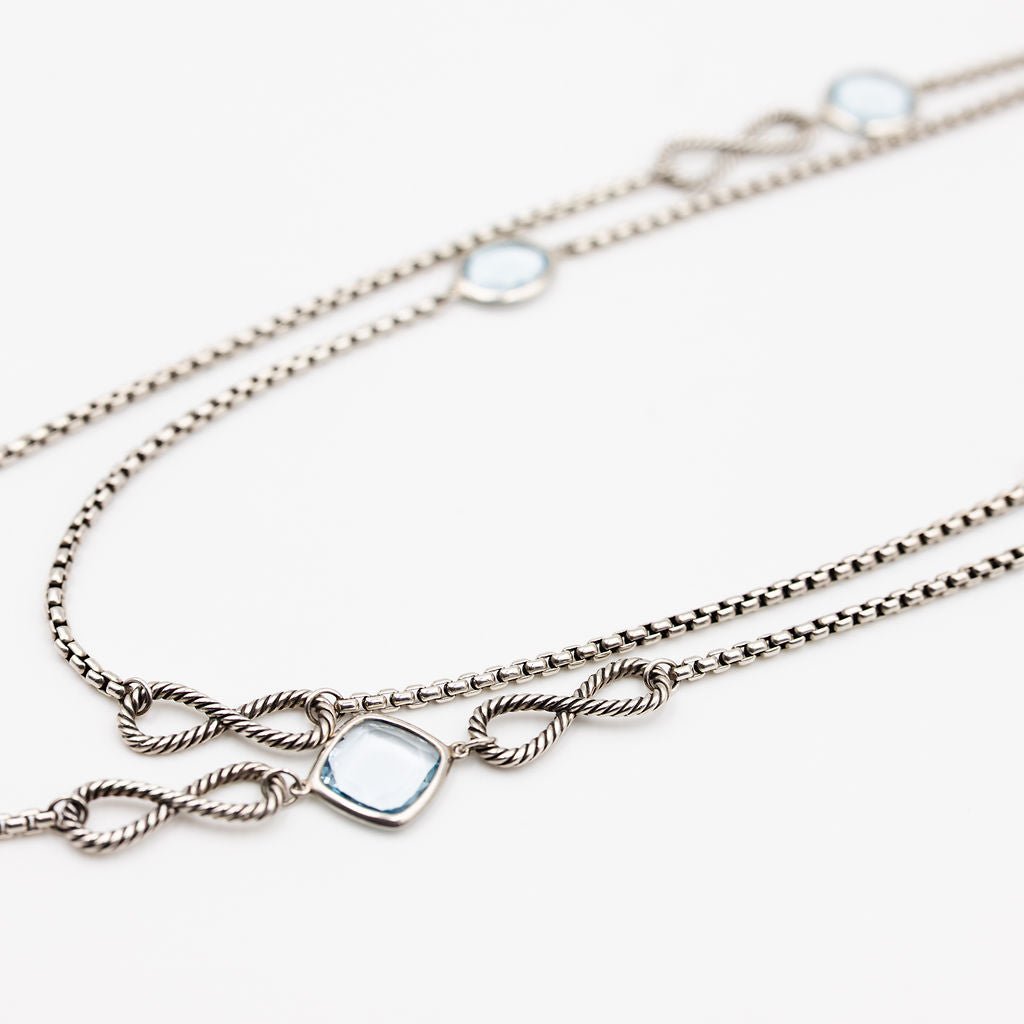 Collier Sautoir DAVID YURMAN en argent et topazes bleues - Castafiore