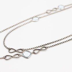 Collier Sautoir DAVID YURMAN en argent et topazes bleues - Castafiore