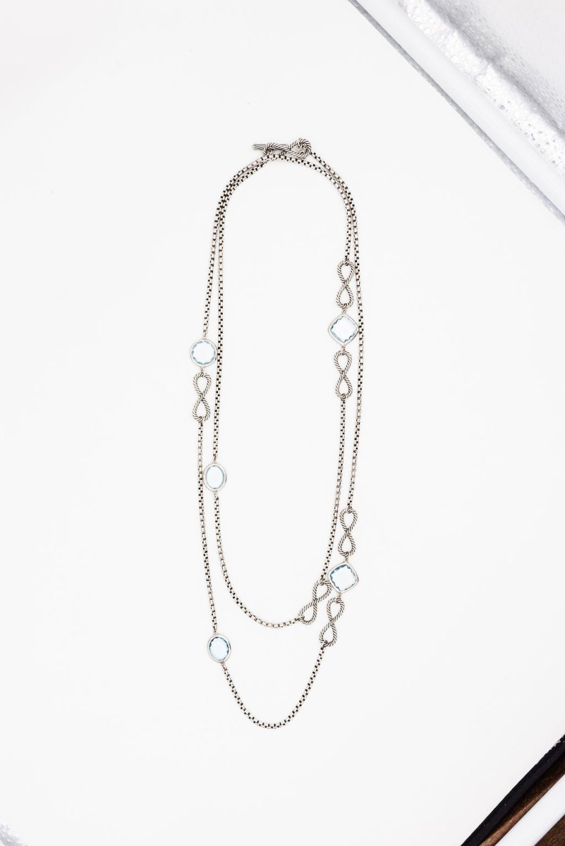 Collier Sautoir DAVID YURMAN en argent et topazes bleues - Castafiore