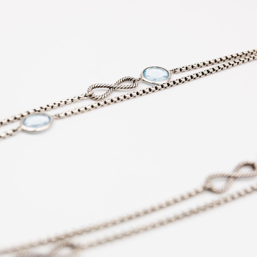 Collier Sautoir DAVID YURMAN en argent et topazes bleues - Castafiore