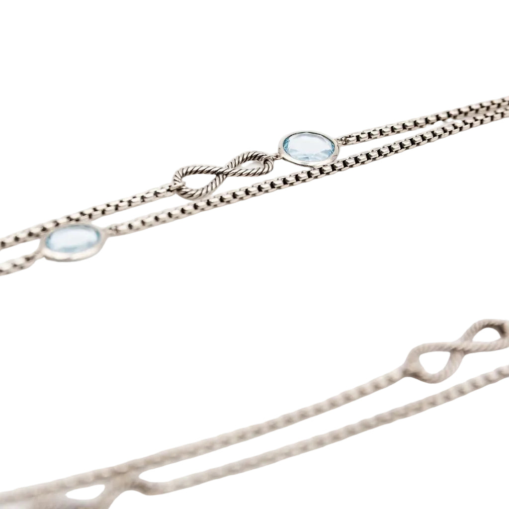 Collier Sautoir DAVID YURMAN en argent et topazes bleues - Castafiore