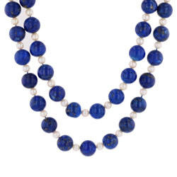 Collier Sautoir en lapis - lazuli et perles - Castafiore