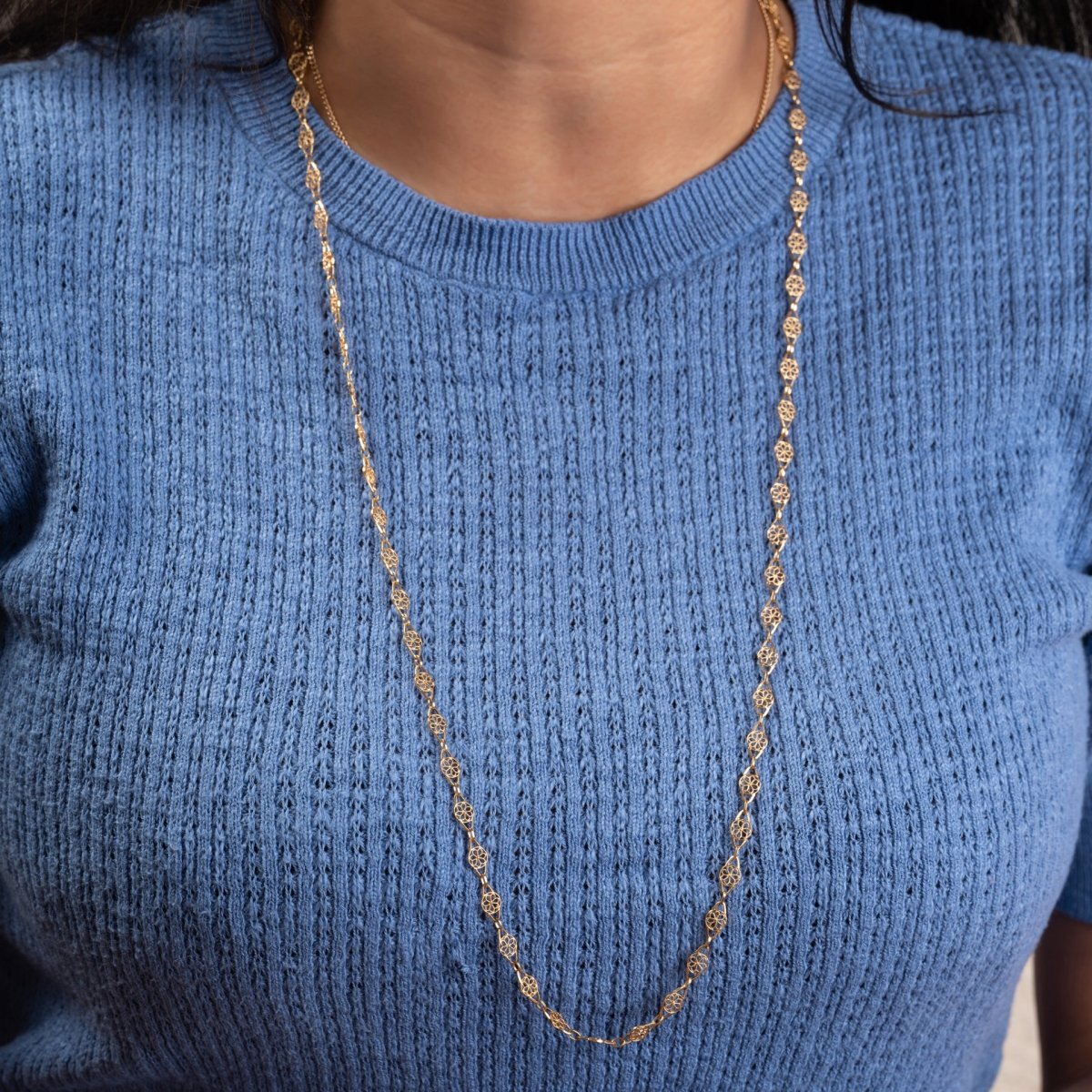 Collier Sautoir en or jaune à maille filigrané - Castafiore