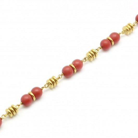 Collier Sautoir en or jaune et corail - Castafiore