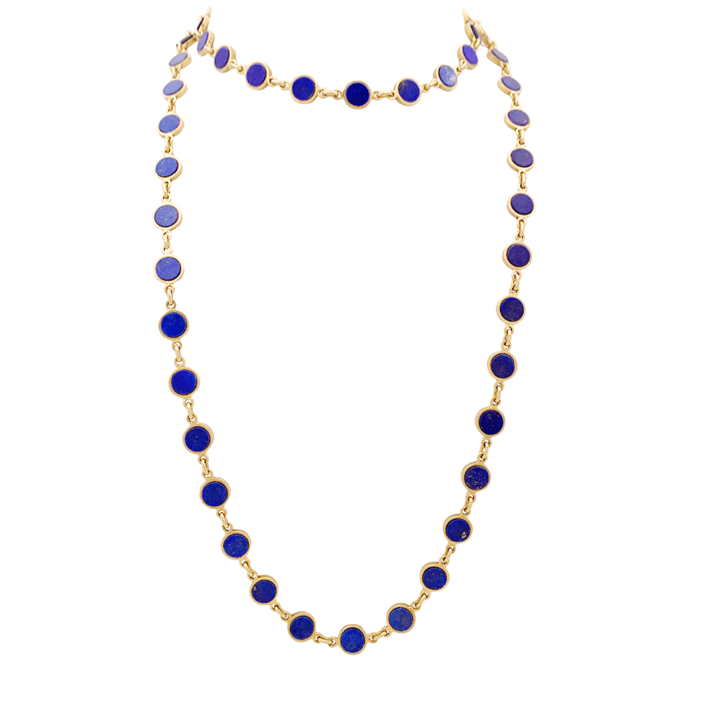 Collier Sautoir en or jaune et lapis - lazuli - Castafiore