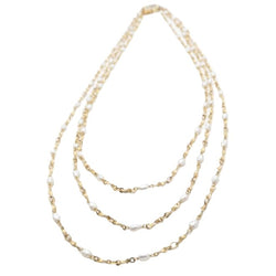 Collier Sautoir en or jaune, or blanc et perles - Castafiore