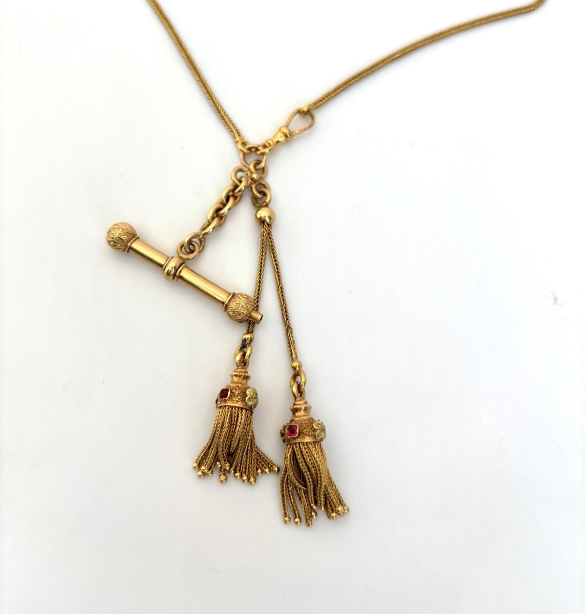 Collier Sautoir en or jaune, or vert et perles grises - Castafiore