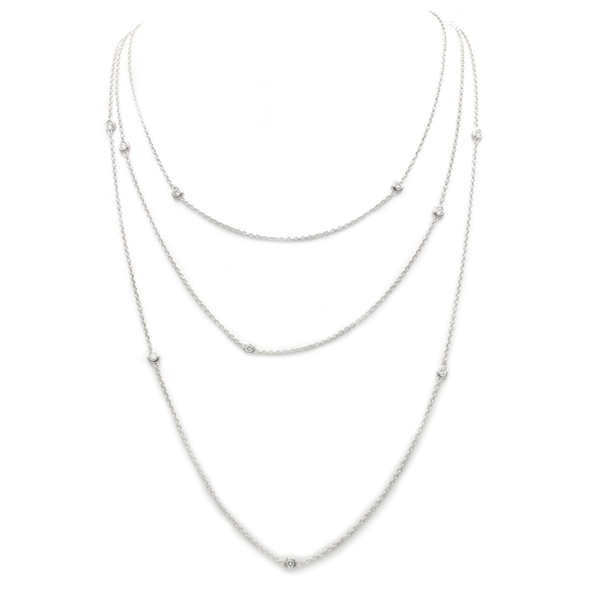 Collier Sautoir Or Blanc Diamants - Castafiore