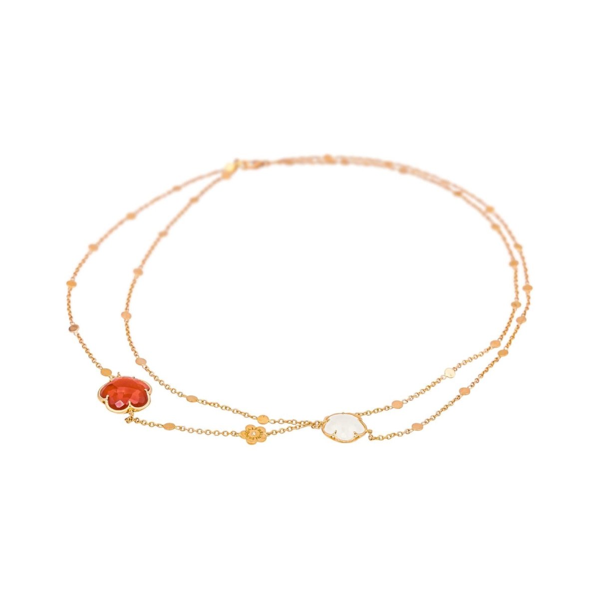 Collier Sautoir PASQUALE BRUNI "Bon Ton" en or rose, cornaline et quartz - Castafiore