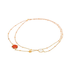 Collier Sautoir PASQUALE BRUNI "Bon Ton" en or rose, cornaline et quartz - Castafiore