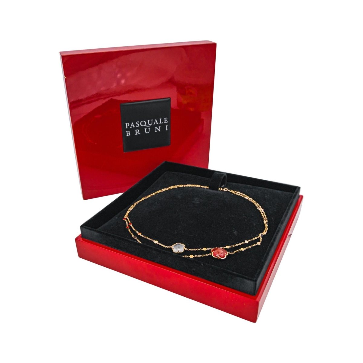 Collier Sautoir PASQUALE BRUNI "Bon Ton" en or rose, cornaline et quartz - Castafiore