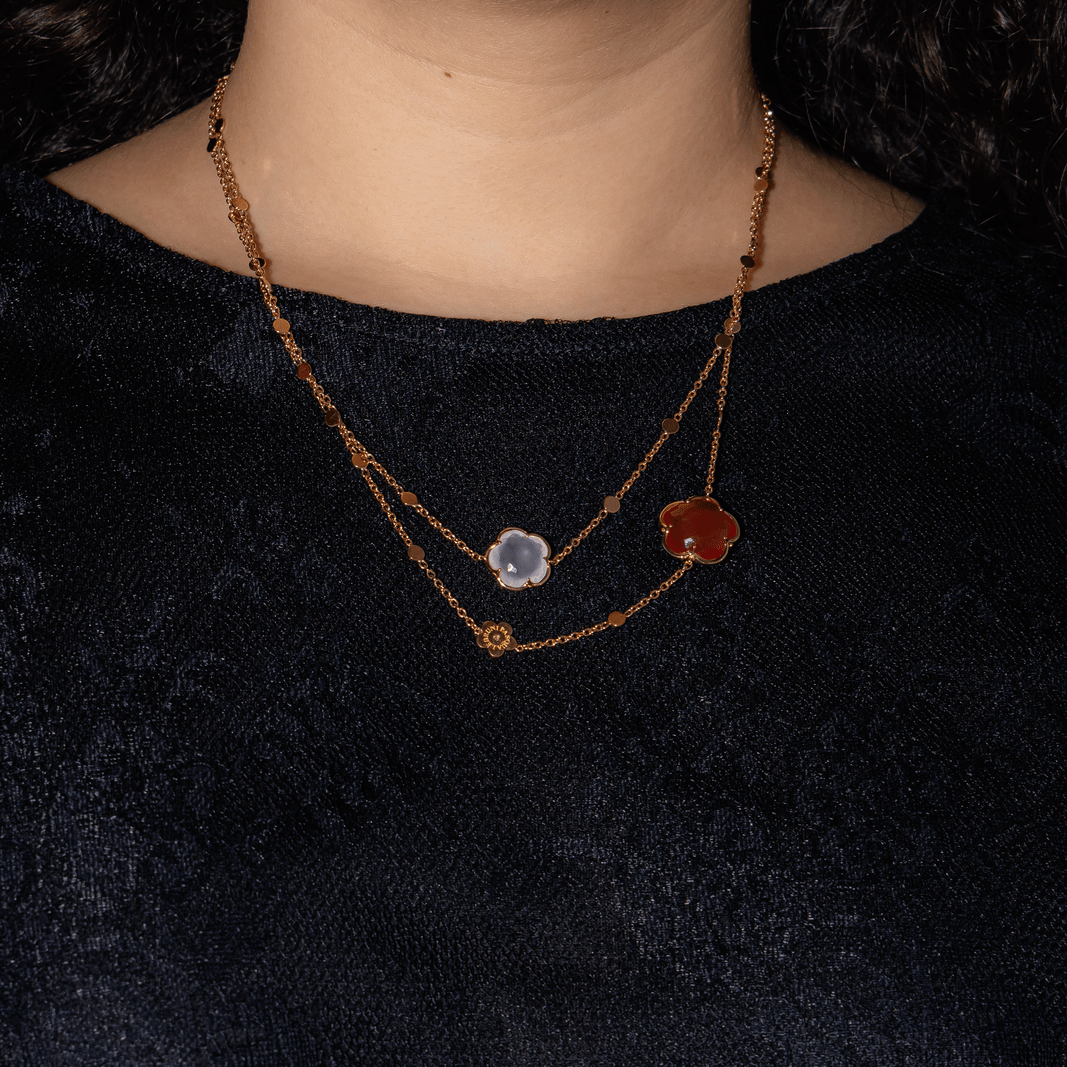 Collier Sautoir PASQUALE BRUNI "Bon Ton" en or rose, cornaline et quartz - Castafiore