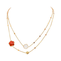 Collier Sautoir PASQUALE BRUNI "Bon Ton" en or rose, cornaline et quartz - Castafiore