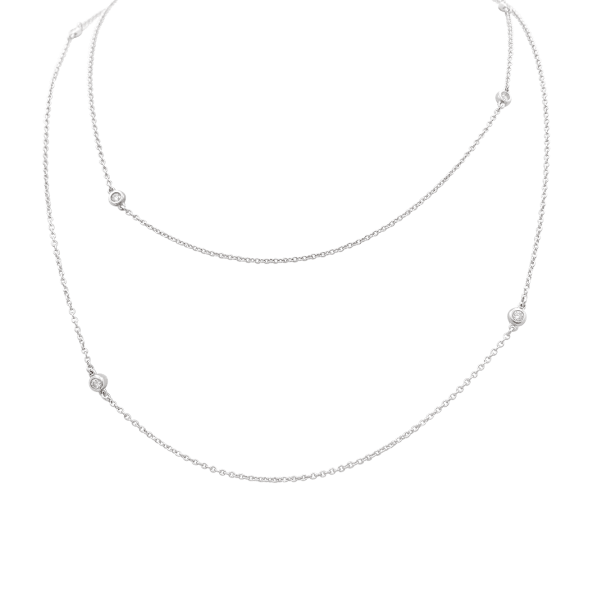 Collier Sautoir TIFFANY & CO. "Diamonds by the Yard en argent et diamants - Castafiore