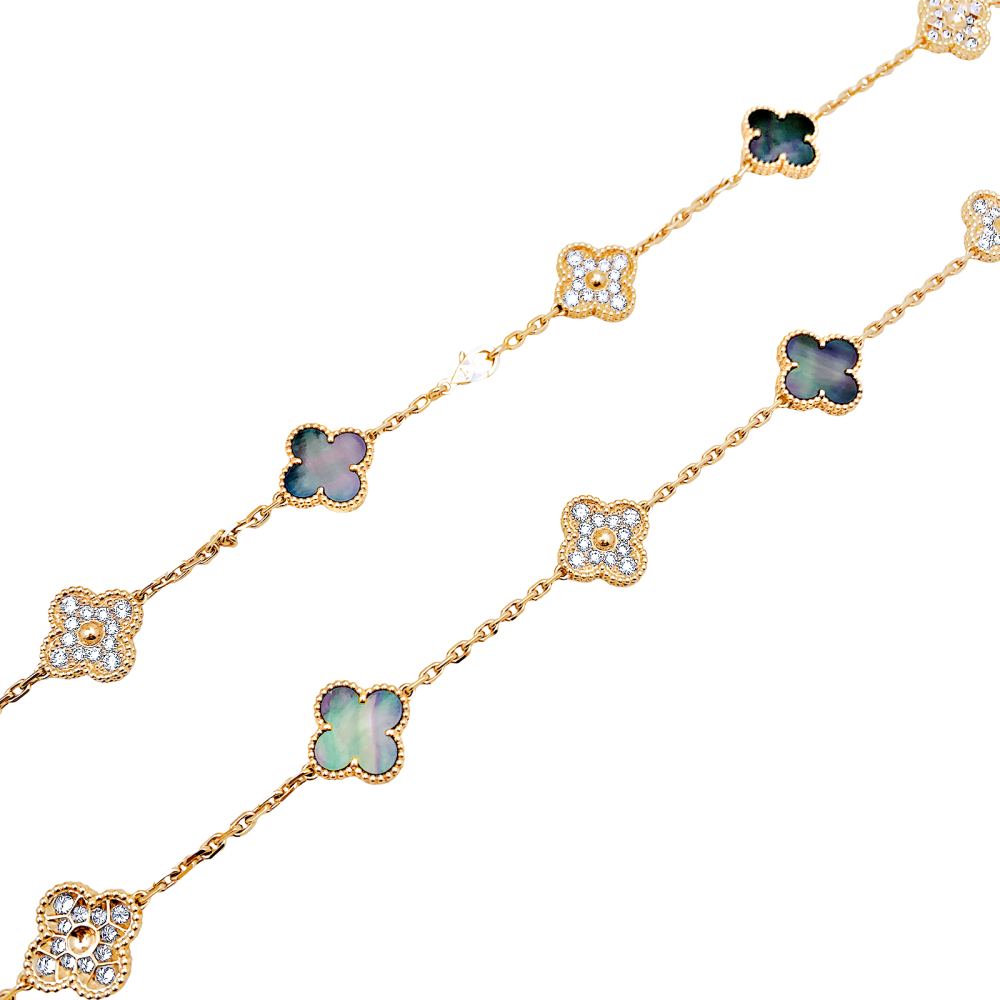 Sautoir Van Cleef & Arpels, "Vintage Alhambra", rose gold, mother-of-pearl and diamonds.