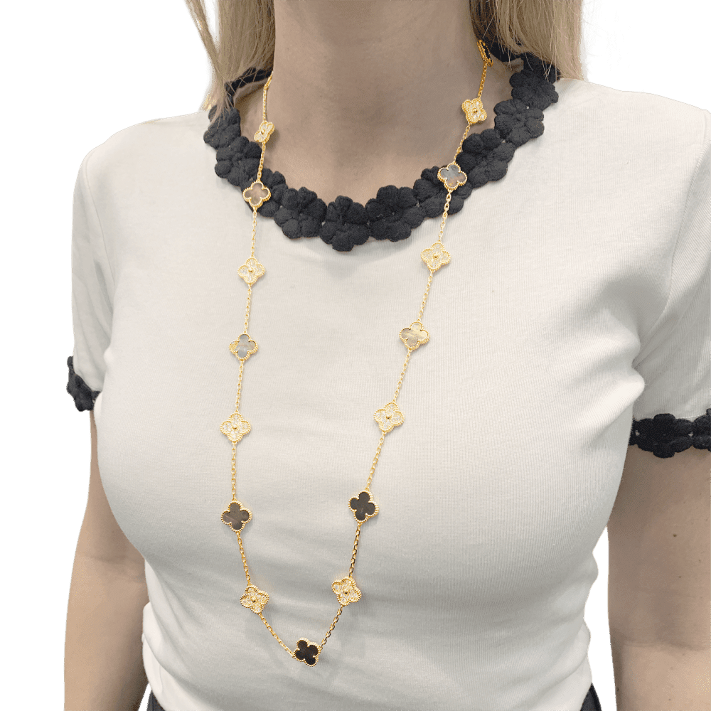 Sautoir Van Cleef & Arpels, "Vintage Alhambra", rose gold, mother-of-pearl and diamonds.