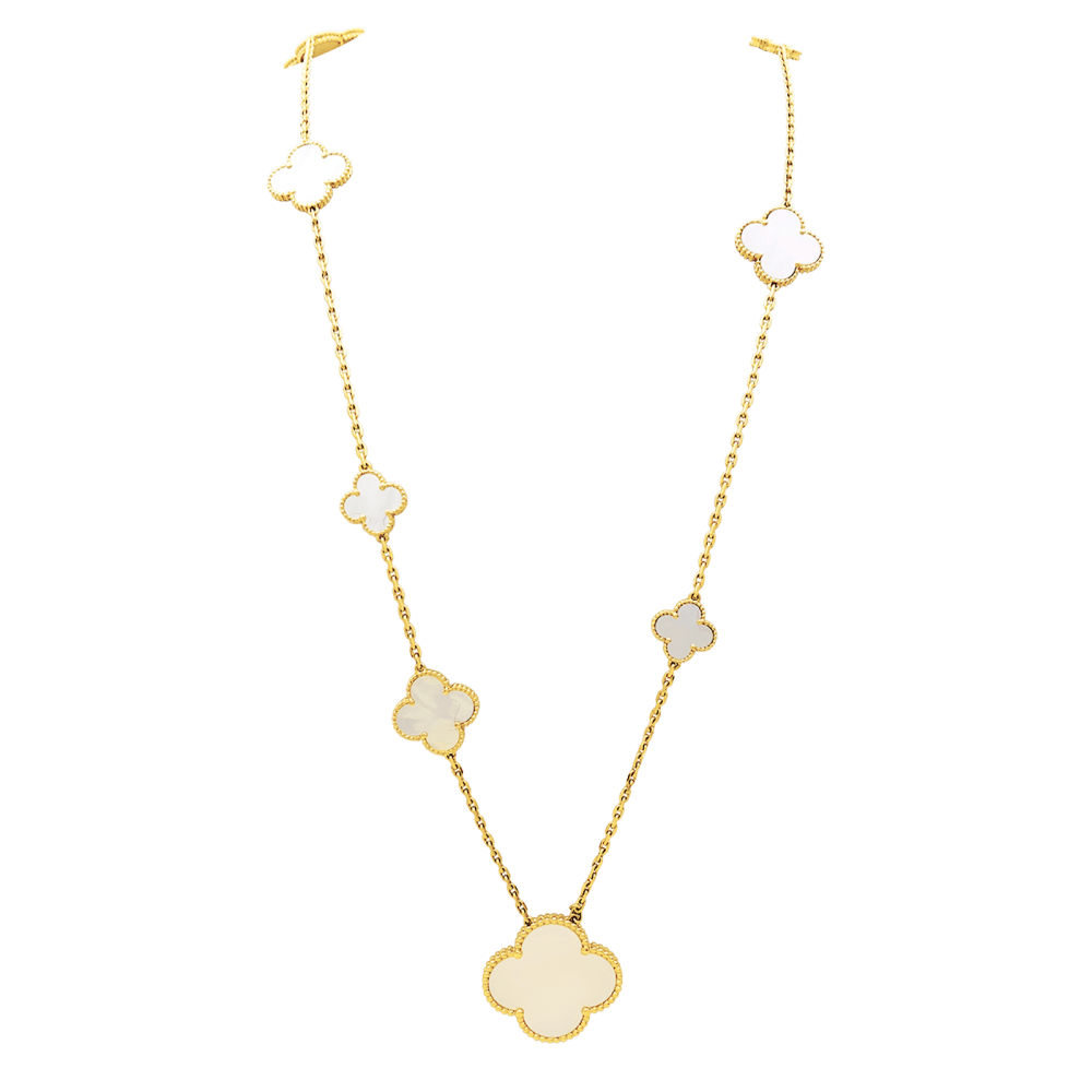 Sautoir Van Cleef & Arpels, "Magic Alhambra", yellow gold and mother-of-pearl.