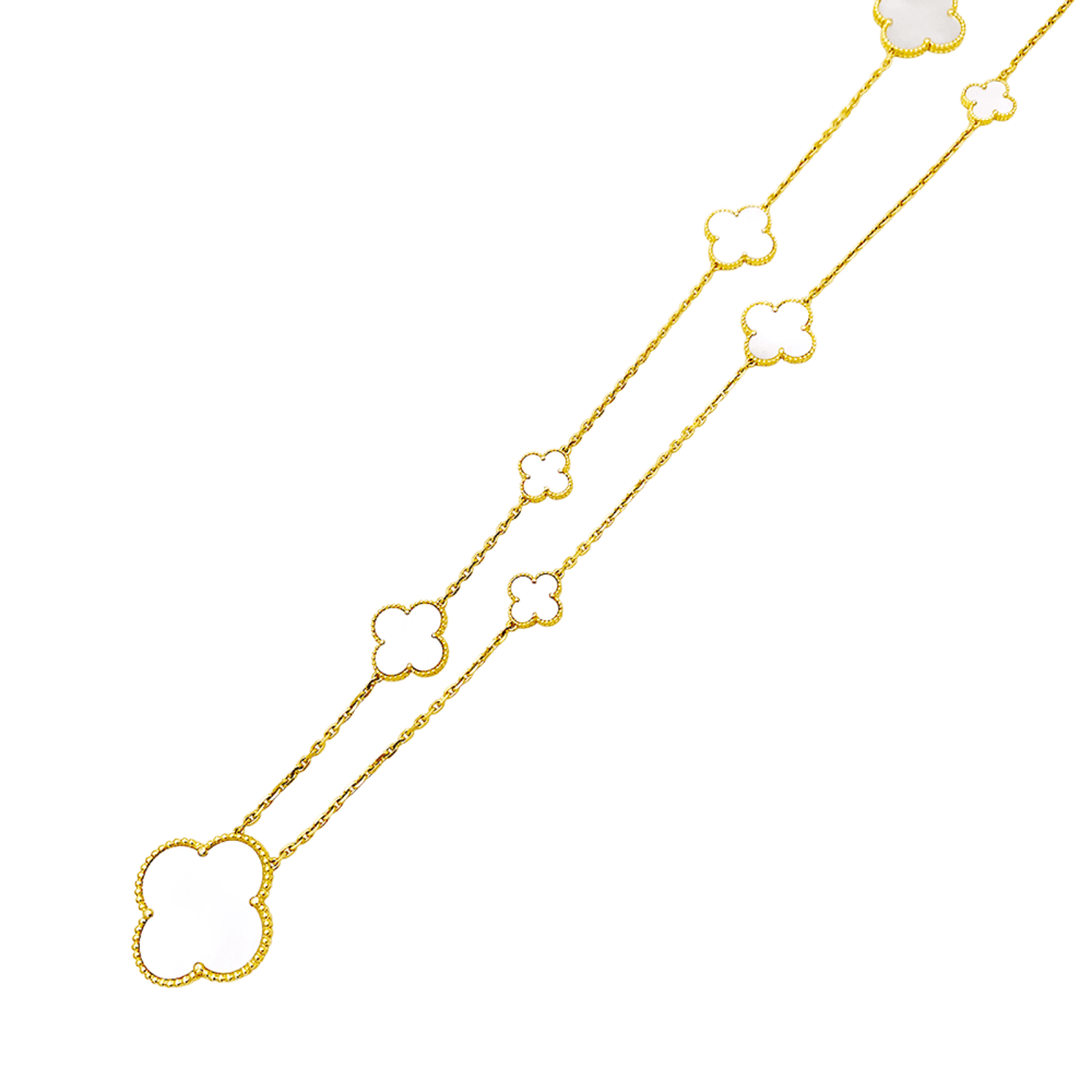 Sautoir Van Cleef & Arpels, "Magic Alhambra", yellow gold and mother-of-pearl.