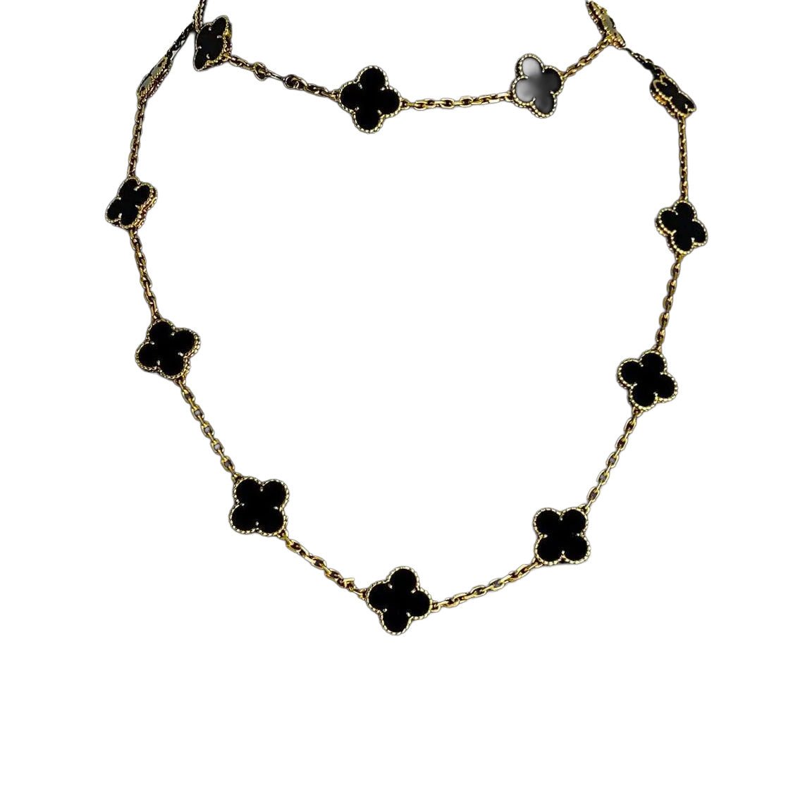 Collier Sautoir VAN CLEEF & ARPELS "Vintage Alhambra" en or jaune et onyx - Castafiore