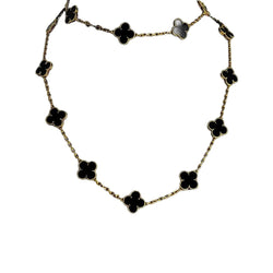 Collier Sautoir VAN CLEEF & ARPELS "Vintage Alhambra" en or jaune et onyx - Castafiore