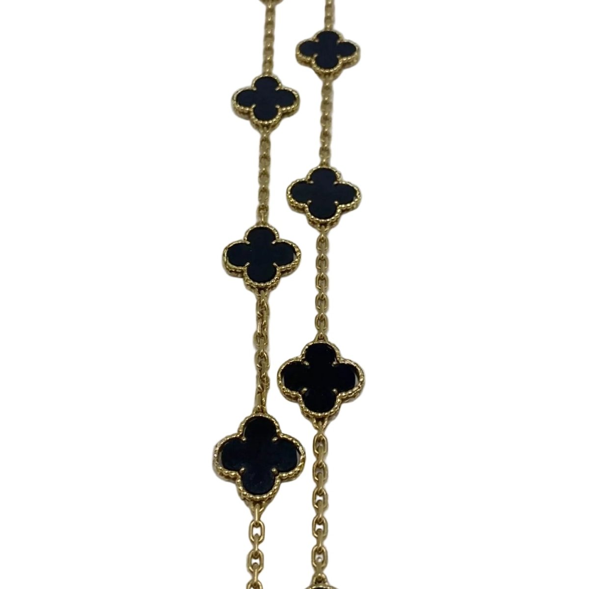 Collier Sautoir VAN CLEEF & ARPELS Vintage Alhambra en or jaune et onyx